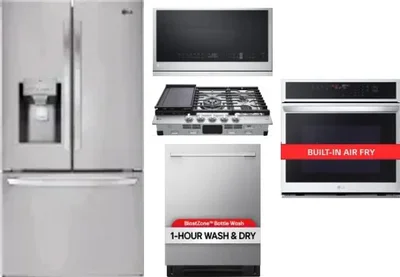 5 Piece Package Includes Refrigerator, Cooktop, Wall Oven, Microwave And Dishwasher