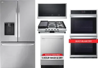 5 Piece Package Includes Refrigerator, Cooktop, Wall Oven, Microwave And Dishwasher