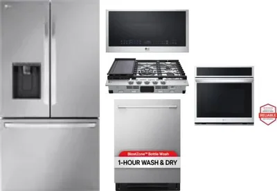 5 Piece Package Includes Refrigerator, Cooktop, Wall Oven, Microwave And Dishwasher