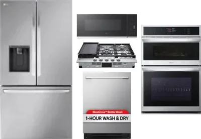 5 Piece Package Includes Refrigerator, Cooktop, Wall Oven, Microwave And Dishwasher