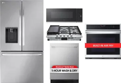 5 Piece Package Includes Refrigerator, Cooktop, Wall Oven, Microwave And Dishwasher