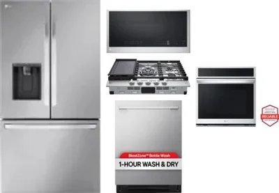 5 Piece Package Includes Refrigerator, Cooktop, Wall Oven, Microwave And Dishwasher