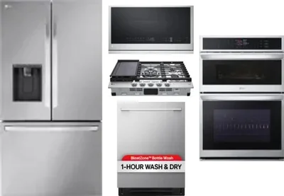 5 Piece Package Includes Refrigerator, Cooktop, Wall Oven, Microwave And Dishwasher