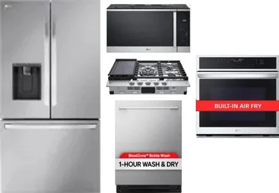 5 Piece Package Includes Refrigerator, Cooktop, Wall Oven, Microwave And Dishwasher