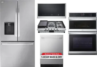 5 Piece Package Includes Refrigerator, Cooktop, Wall Oven, Microwave And Dishwasher