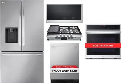 5 Piece Package Includes Refrigerator, Cooktop, Wall Oven, Microwave And Dishwasher