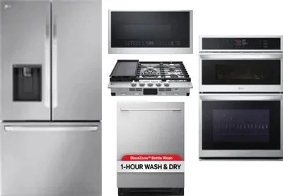 5 Piece Package Includes Refrigerator, Cooktop, Wall Oven, Microwave And Dishwasher