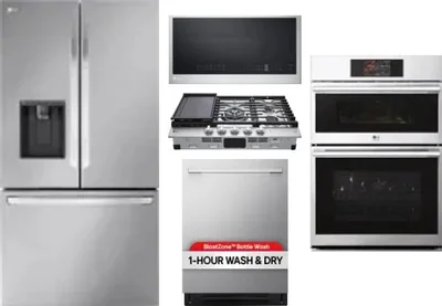 5 Piece Package Includes Refrigerator, Cooktop, Wall Oven, Microwave And Dishwasher