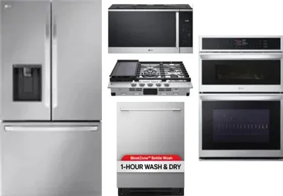 5 Piece Package Includes Refrigerator, Cooktop, Wall Oven, Microwave And Dishwasher