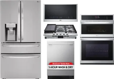 5 Piece Package Includes Refrigerator, Cooktop, Wall Oven, Microwave And Dishwasher