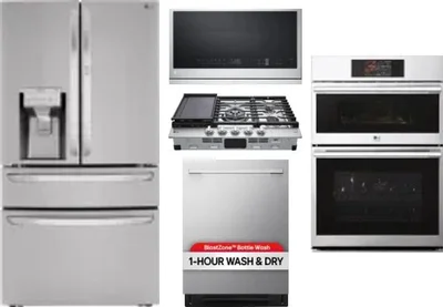 5 Piece Package Includes Refrigerator, Cooktop, Wall Oven, Microwave And Dishwasher