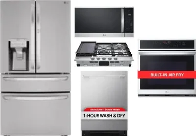 5 Piece Package Includes Refrigerator, Cooktop, Wall Oven, Microwave And Dishwasher