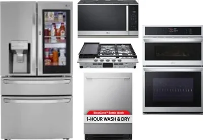 5 Piece Package Includes Refrigerator, Cooktop, Wall Oven, Microwave And Dishwasher