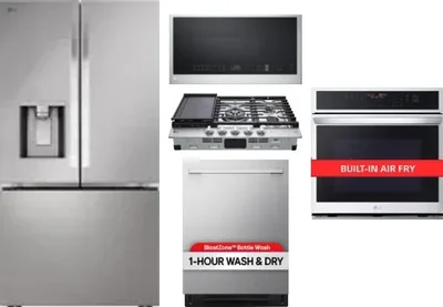 5 Piece Package Includes Refrigerator, Cooktop, Wall Oven, Microwave And Dishwasher