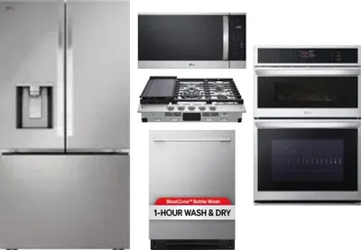 5 Piece Package Includes Refrigerator, Cooktop, Wall Oven, Microwave And Dishwasher