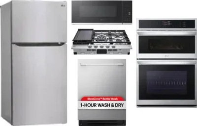 5 Piece Package Includes Refrigerator, Cooktop, Wall Oven, Microwave And Dishwasher