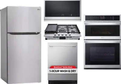 5 Piece Package Includes Refrigerator, Cooktop, Wall Oven, Microwave And Dishwasher