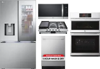 5 Piece Package Includes Refrigerator, Cooktop, Wall Oven, Microwave And Dishwasher