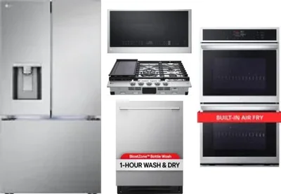 5 Piece Package Includes Refrigerator, Cooktop, Wall Oven, Microwave And Dishwasher