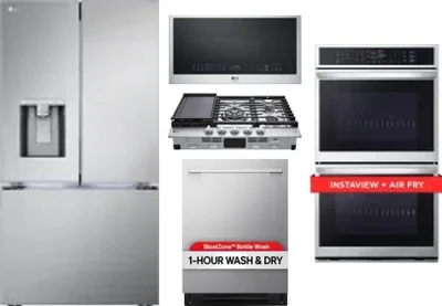 5 Piece Package Includes Refrigerator, Cooktop, Wall Oven, Microwave And Dishwasher