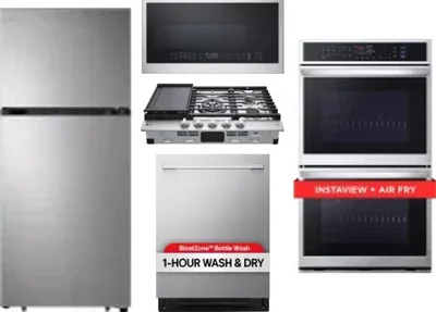 5 Piece Package Includes Refrigerator, Cooktop, Wall Oven, Microwave And Dishwasher