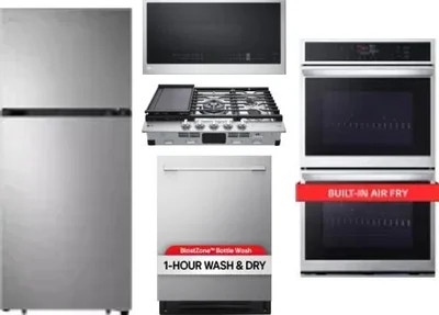 5 Piece Package Includes Refrigerator, Cooktop, Wall Oven, Microwave And Dishwasher