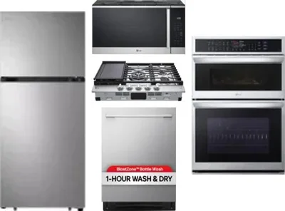5 Piece Package Includes Refrigerator, Cooktop, Wall Oven, Microwave And Dishwasher