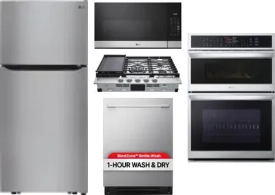 5 Piece Package Includes Refrigerator, Cooktop, Wall Oven, Microwave And Dishwasher