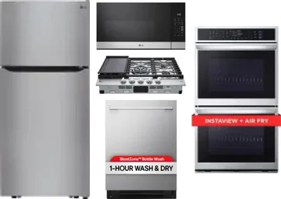 5 Piece Package Includes Refrigerator, Cooktop, Wall Oven, Microwave And Dishwasher