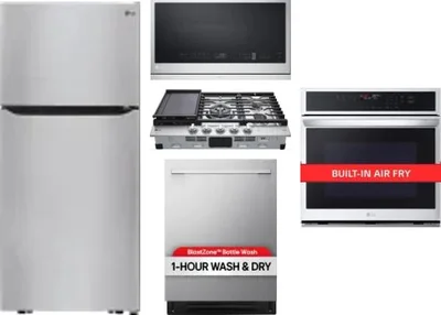 5 Piece Package Includes Refrigerator, Cooktop, Wall Oven, Microwave And Dishwasher