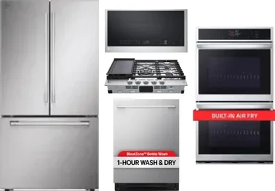 5 Piece Package Includes Refrigerator, Cooktop, Wall Oven, Microwave And Dishwasher