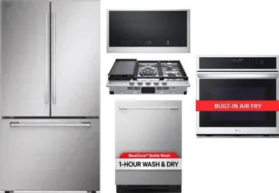 5 Piece Package Includes Refrigerator, Cooktop, Wall Oven, Microwave And Dishwasher