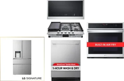 5 Piece Package Includes Refrigerator, Cooktop, Wall Oven, Microwave And Dishwasher