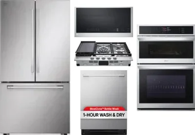 5 Piece Package Includes Refrigerator, Cooktop, Wall Oven, Microwave And Dishwasher