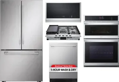 5 Piece Package Includes Refrigerator, Cooktop, Wall Oven, Microwave And Dishwasher