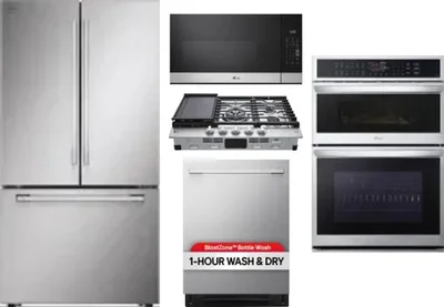 5 Piece Package Includes Refrigerator, Cooktop, Wall Oven, Microwave And Dishwasher