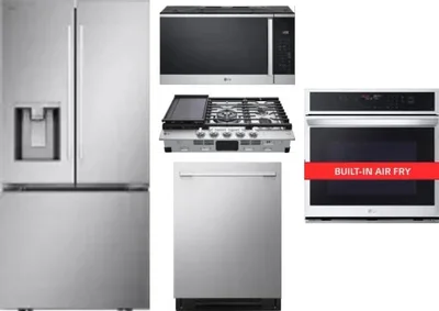 5 Piece Package Includes Refrigerator, Cooktop, Wall Oven, Microwave And Dishwasher