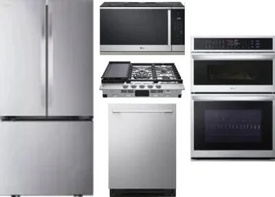 5 Piece Package Includes Refrigerator, Cooktop, Wall Oven, Microwave And Dishwasher