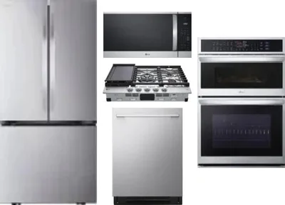 5 Piece Package Includes Refrigerator, Cooktop, Wall Oven, Microwave And Dishwasher