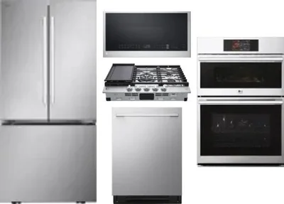 5 Piece Package Includes Refrigerator, Cooktop, Wall Oven, Microwave And Dishwasher