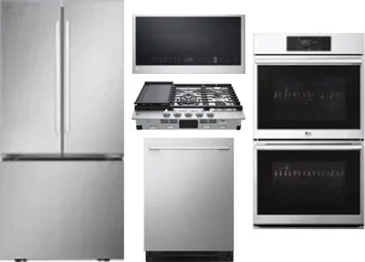 5 Piece Package Includes Refrigerator, Cooktop, Wall Oven, Microwave And Dishwasher
