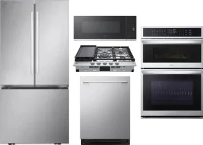 5 Piece Package Includes Refrigerator, Cooktop, Wall Oven, Microwave And Dishwasher