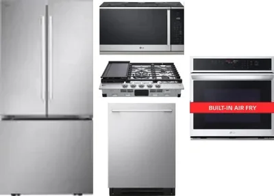 5 Piece Package Includes Refrigerator, Cooktop, Wall Oven, Microwave And Dishwasher
