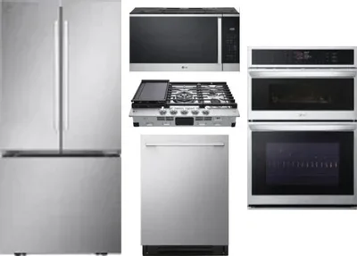 5 Piece Package Includes Refrigerator, Cooktop, Wall Oven, Microwave And Dishwasher