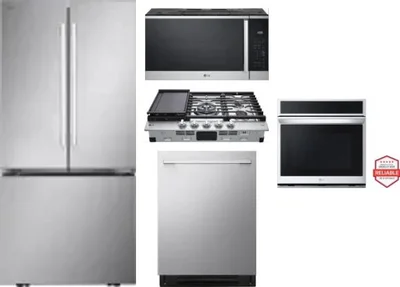 5 Piece Package Includes Refrigerator, Cooktop, Wall Oven, Microwave And Dishwasher