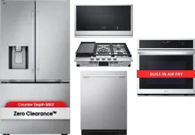 5 Piece Package Includes Refrigerator, Cooktop, Wall Oven, Microwave And Dishwasher