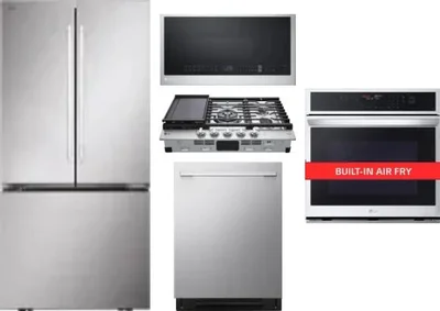 5 Piece Package Includes Refrigerator, Cooktop, Wall Oven, Microwave And Dishwasher