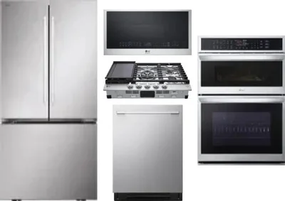 5 Piece Package Includes Refrigerator, Cooktop, Wall Oven, Microwave And Dishwasher