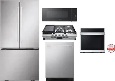 5 Piece Package Includes Refrigerator, Cooktop, Wall Oven, Microwave And Dishwasher