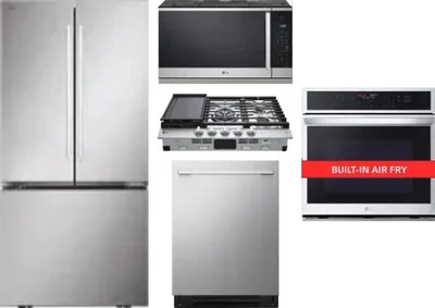 5 Piece Package Includes Refrigerator, Cooktop, Wall Oven, Microwave And Dishwasher